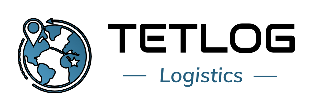 Tetlog logistics logo with globe and location pin